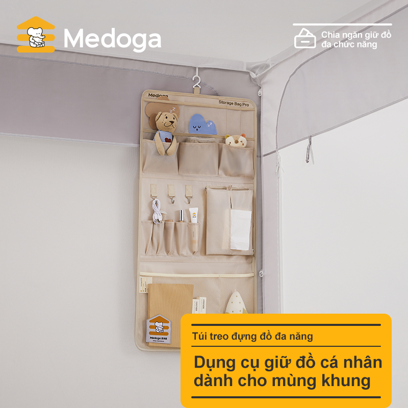 กระเป๋าแขวนมัลติฟังก์ชั่นพร้อมที่แขวนเฉพาะสําหรับ มุ้งกันยุง Medoga พร้อมหลายช่องเพื่อจัดระเบียบของใ