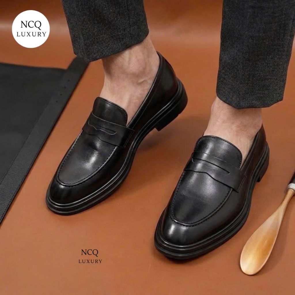 รองเท้าหนังผู้ชาย Penny Loafer Office พร้อมแกะสลักยาง Fox Sole - รองเท้าผู้ชายหรูหรา