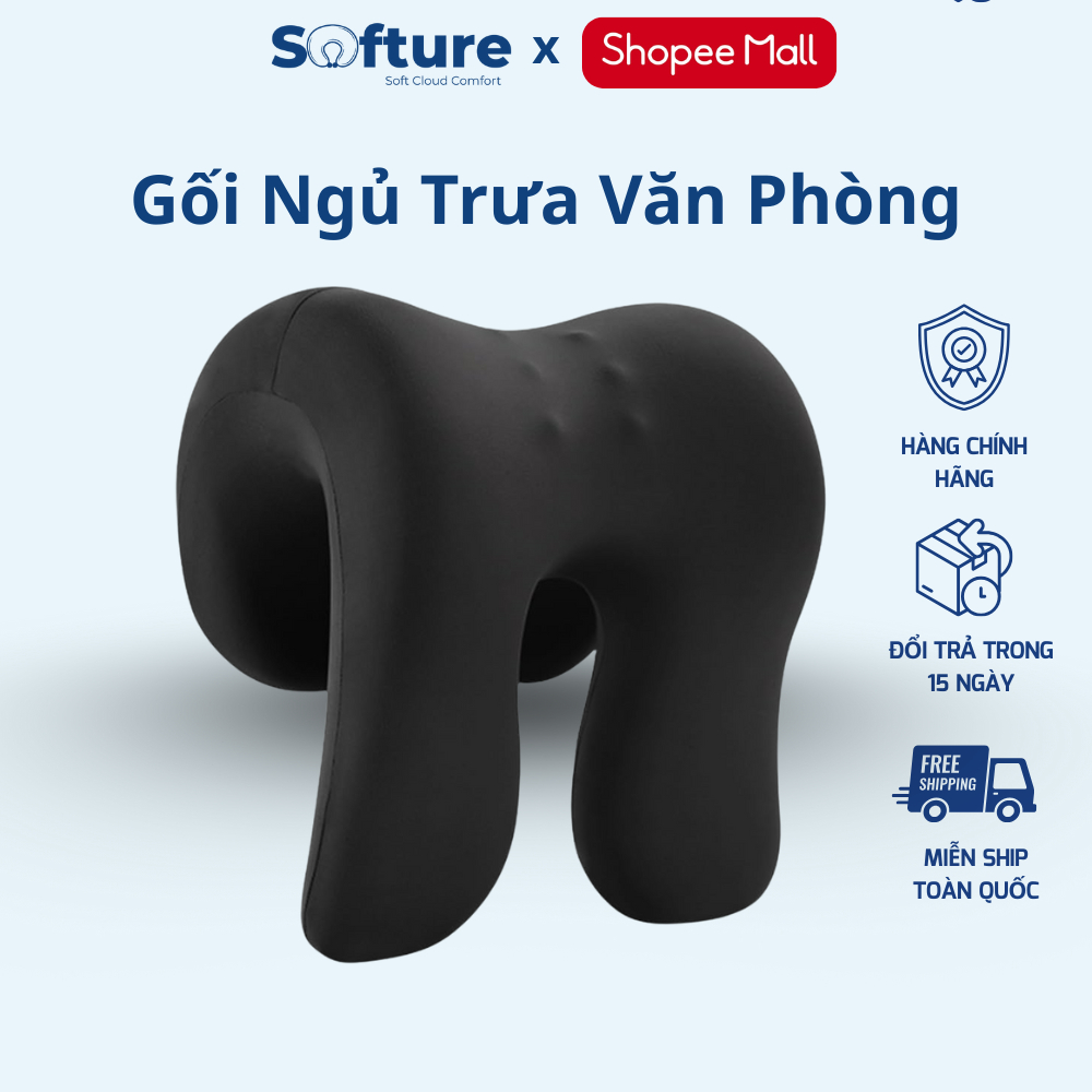 หมอนงีบหลับสํานักงาน SOFTURE การออกแบบตามหลักสรีรศาสตร์, บรรเทาอาการปวดไหล่คอ, ผ้าไหมเย็นและระบายอาก