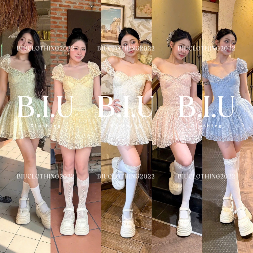 ชุดเดรสผู้หญิงเซ็กซี่แต่งระบายและลูกไม้ลายดอกไม้ Disa Dress Biu Clothing BB0554
