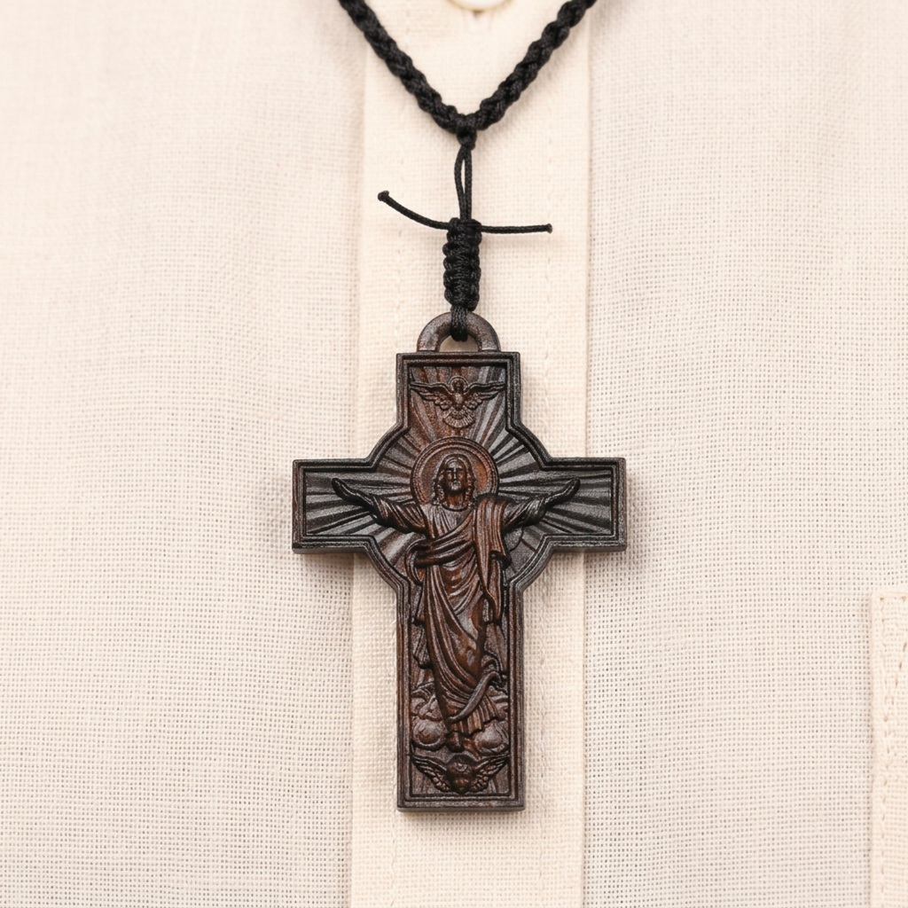 สร้อยคอไม้กางเขน Ebony Resurrection แฮนด์เมด - สัญลักษณ์แห่งศรัทธา & Hope