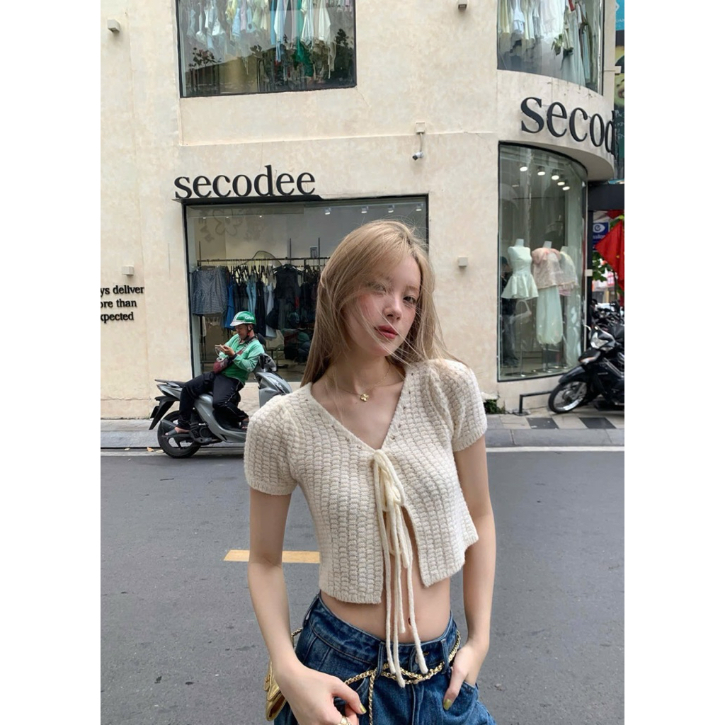 Gava.studio//สวยมาก WgWe 9245 เสื้อตาข่ายโบว์