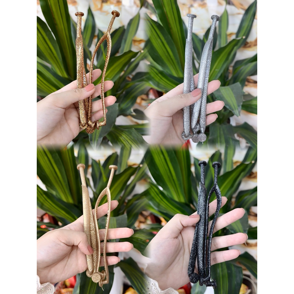 สายรัดรองเท้าแตะผู้หญิง Flip Flops ซ่อนกลิตเตอร์ เปลี่ยนสายรัด HVN (1 คู่ 2 ชิ้น)