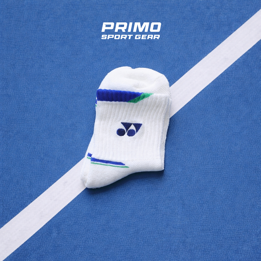 ถุงเท้าแบดมินตันหนา Yonex 68/80g สีขาวและสีน้ําเงินพร้อมปักโลโก้ – ขนาด 22-25cm / 25-28cm