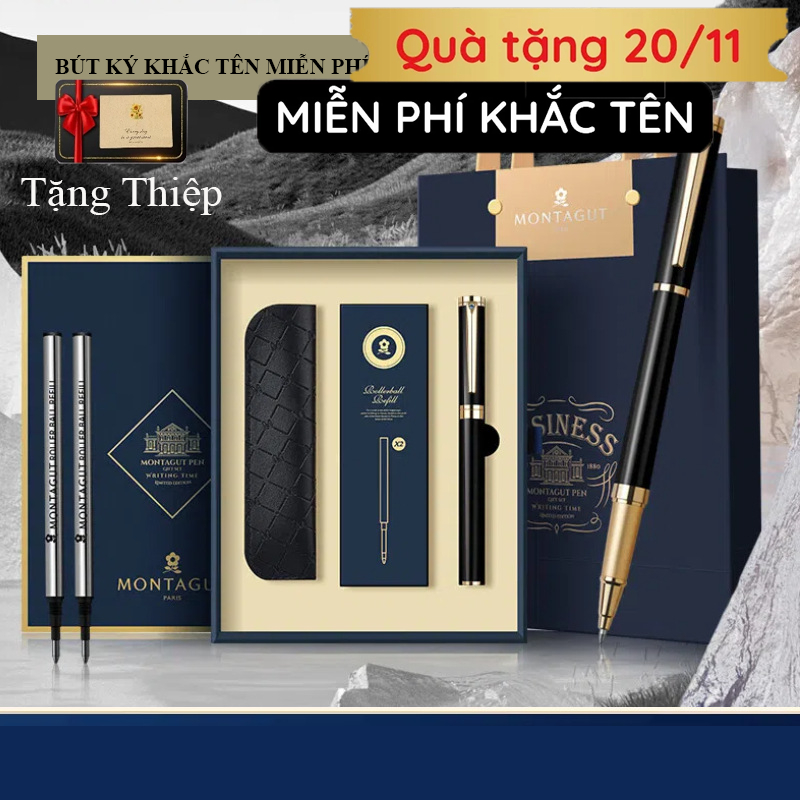 ของขวัญปากกาลายเซ็น French Montagut Luxury 702 - ปากกา NAME ENGRAVED ฟรี + การ์ดอวยพร