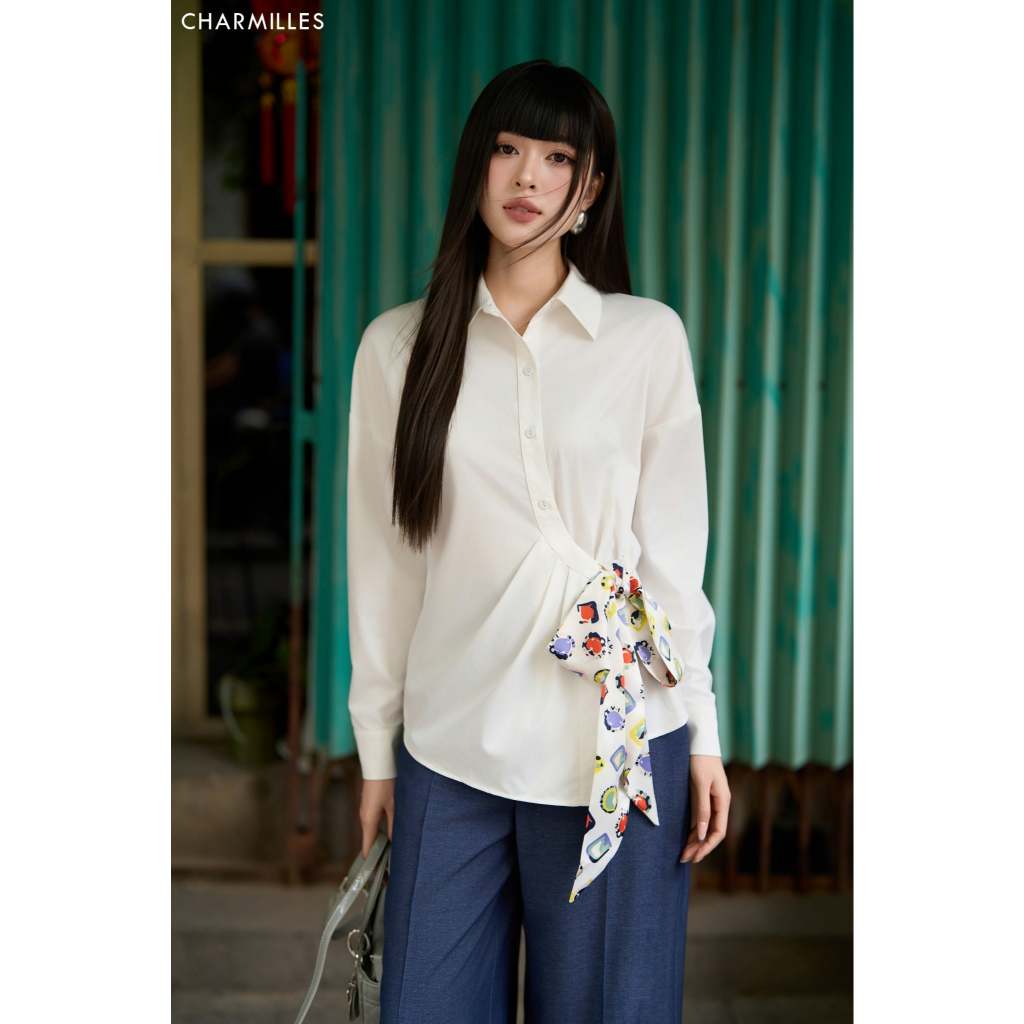 CHARNILLES Shirt เสื้อเชิ้ตเอว TD ผูกโบว์ - 26MA048TR