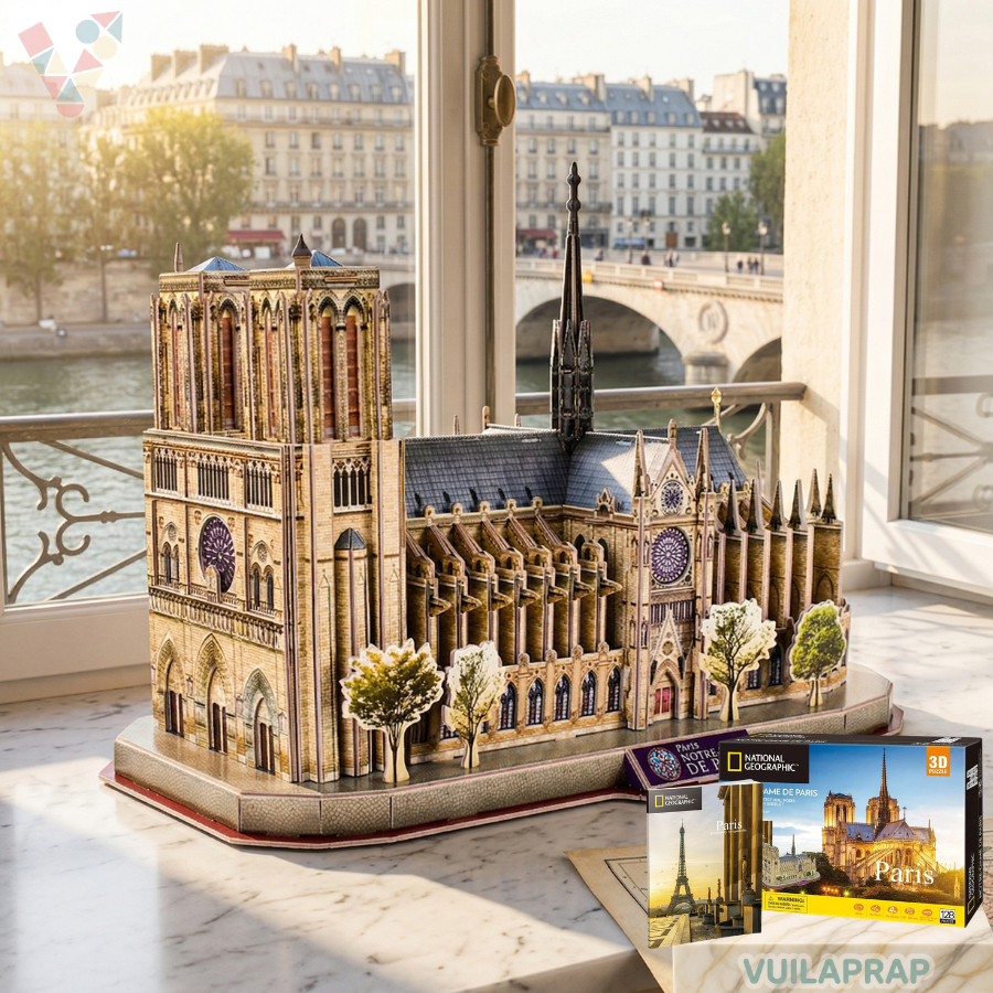 [ของขวัญที่น่ารังเกียจ] โมเดลประกอบ 3 มิติของ Notre Dame Cathedral of Paris - CubicFun | National Geographic DS0986h