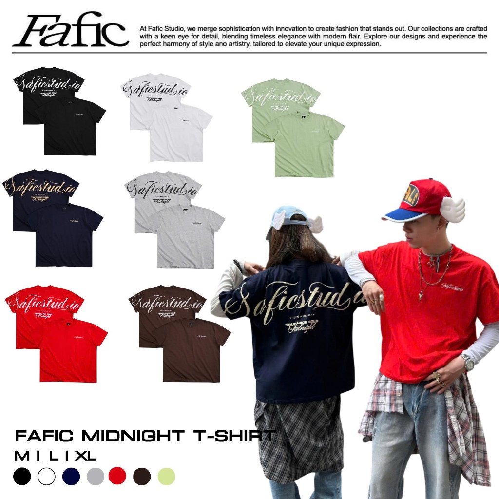 FAFIC MIDNIGHT ผ้าฝ้ายคอกลมแขนสั้น Boxy เสื้อยืด 280gsm ฤดูร้อน unisex แบรนด์ท้องถิ่นสําหรับผู้ชายและผู้หญิง