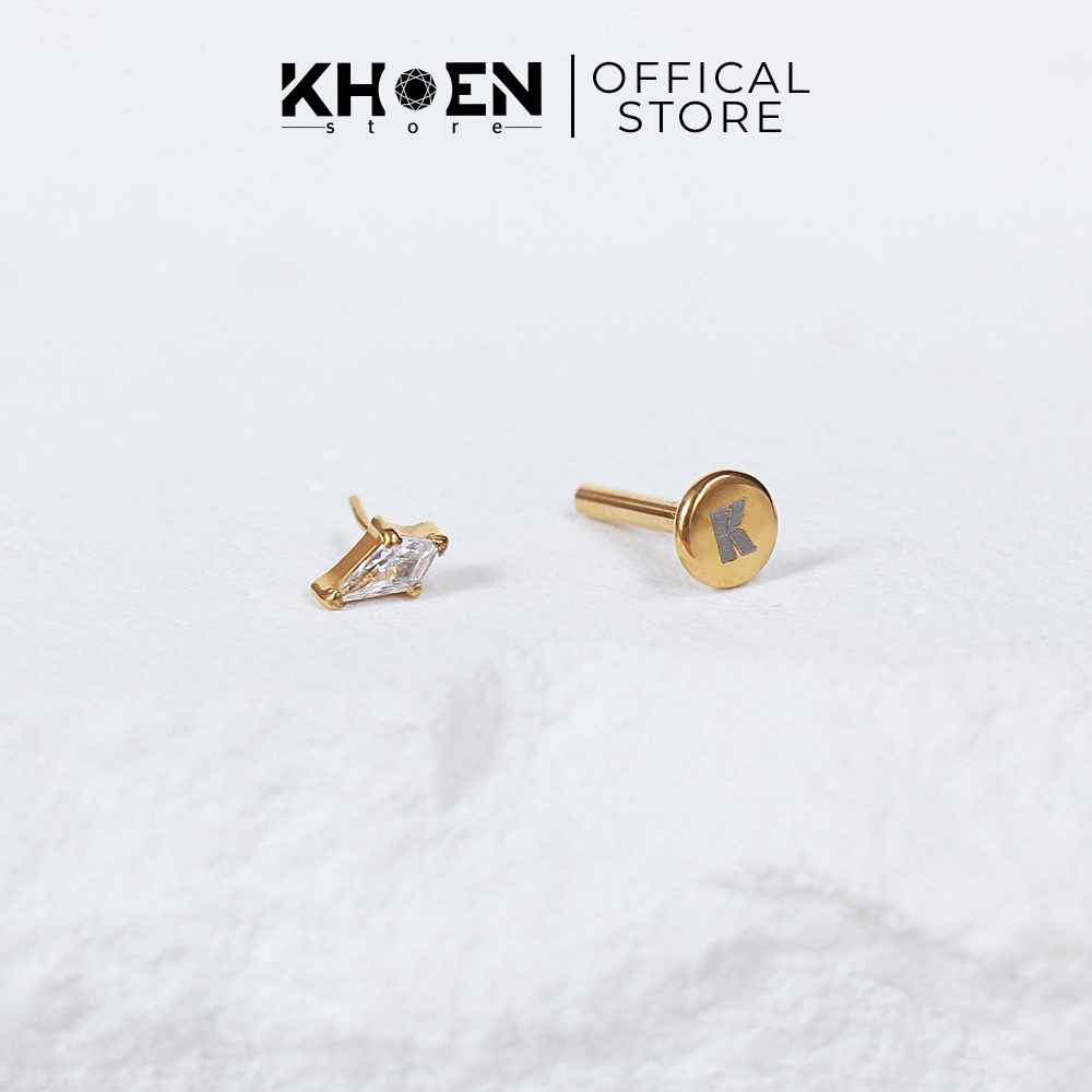 (1 ชิ้น) ต่างหู Rhombus สีทอง - Titanium G23 - ร้านต่างหู