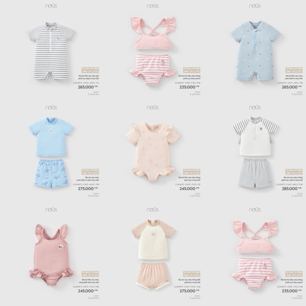 [NOUS] ชุดว่ายน้ําสําหรับเด็กตั้งแต่ 9-12m ถึง 2-3y