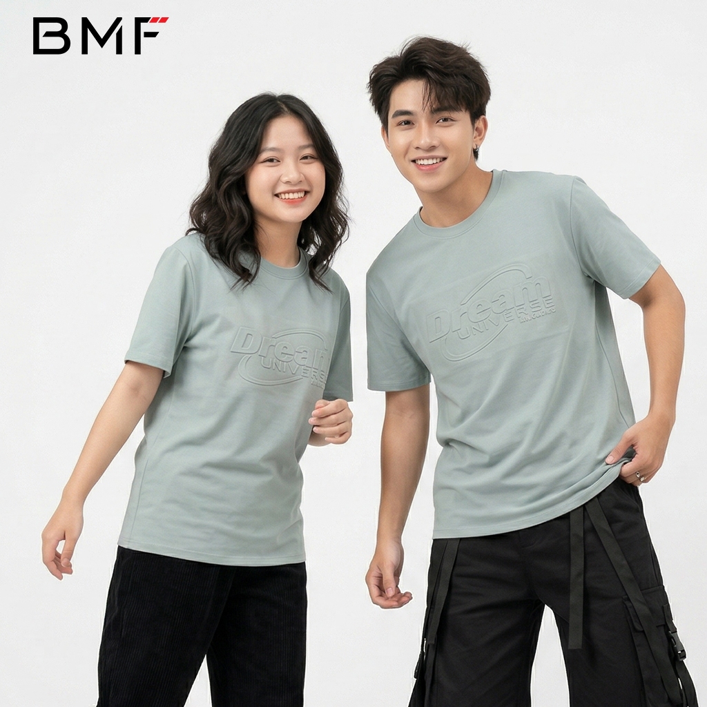 BMF ผู้ชายและผู้หญิงเสื้อยืด 230gsm ผ้าฝ้ายวัสดุนูน Fon เสื้อยืด "Dream" รอบคอ Unisex รูปแบบ