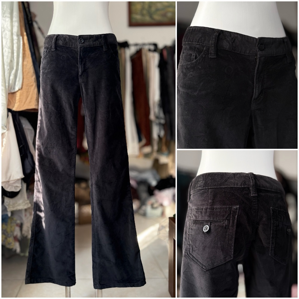 [2hand_thrift] G@P S กางเกงขายาวกํามะหยี่ดิบทรงเตี้ย (เอว 76 สะโพก 88-98 ยาว 98 ต้นขา 46-58)