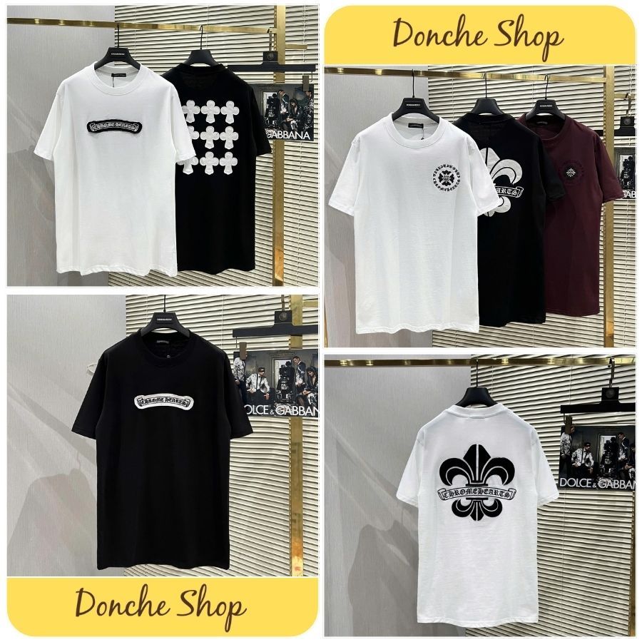 เสื้อยืด Chrome Hearts สําหรับผู้ชายและผู้หญิงปักผ้าแพทช์รูปแบบมาตรฐานเสื้อยืดผ้าฝ้ายคุณภาพสูง CH AP