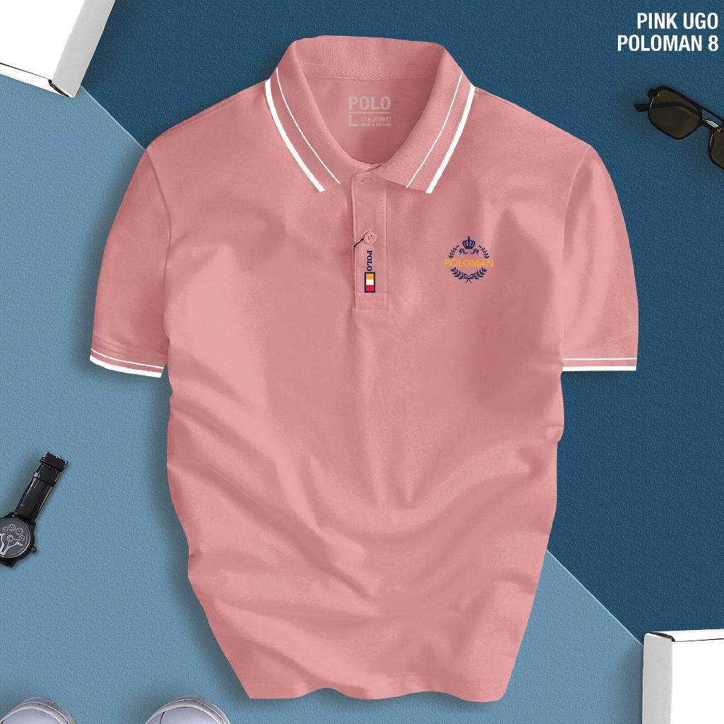 เสื้อยืด POLOMAN 8 คอปก BASIC ICY หรูหรา หรูหรา เรียบหรู หนังจระเข้โปร่งสบาย