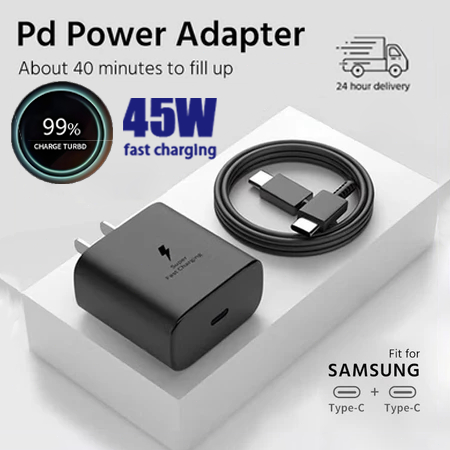 สําหรับ Samsung 25W 45W อะแดปเตอร์ Super Fast Charger ประเภท C ถึง C สายด่วนสีดําเหมาะสําหรับ S21 S2