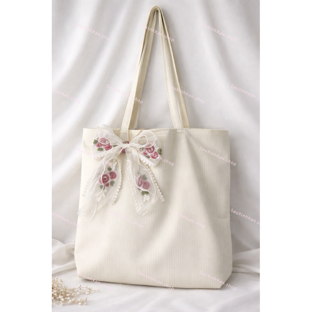S077 TOLE BEACH BAG WITH BOW TAG 40x40