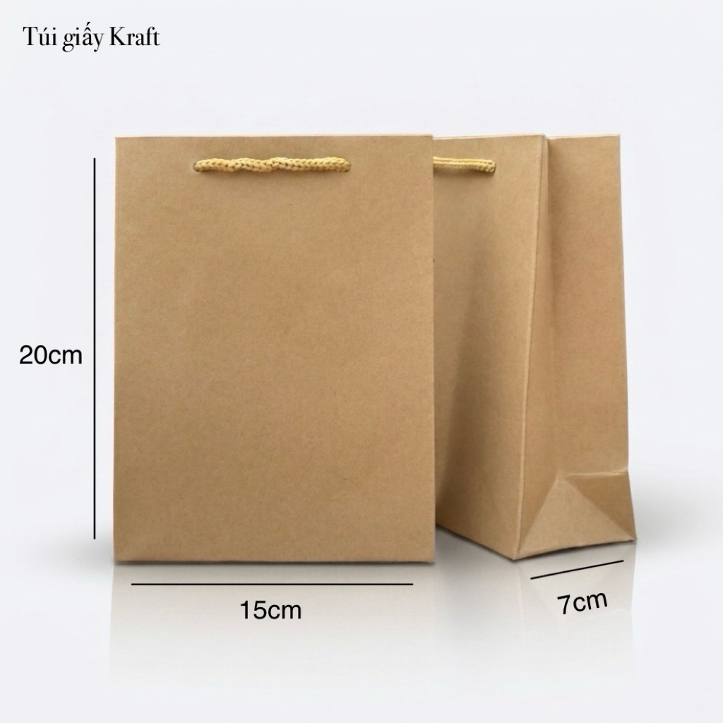 ถุงกระดาษคราฟท์-50ถุงกระดาษ-ถุงกระดาษหนาภาพจริงขนาด 15 x 20 x 7