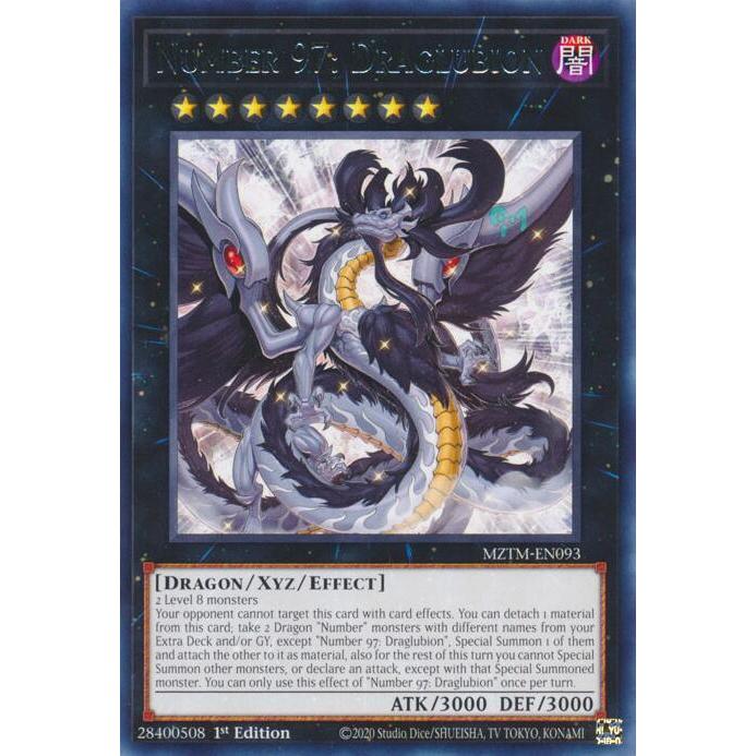 การ์ด YuGiOh รหัส MZTM-EN093 - หมายเลข 97: Draglubion - XYZ Monster - หายาก