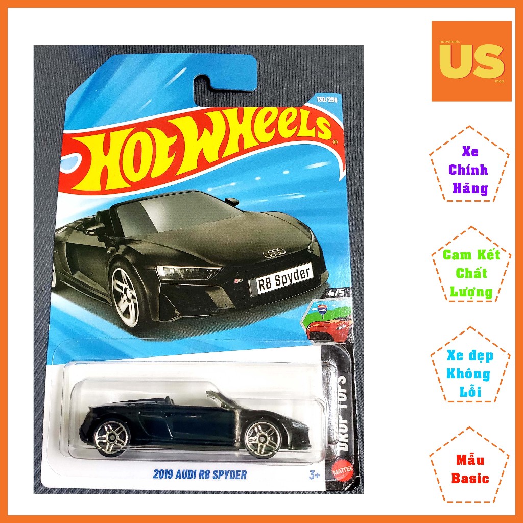 Hot Wheels 2019 Audi R8 Spyder Model Car – ของแท้ US (การ์ดปกติ)