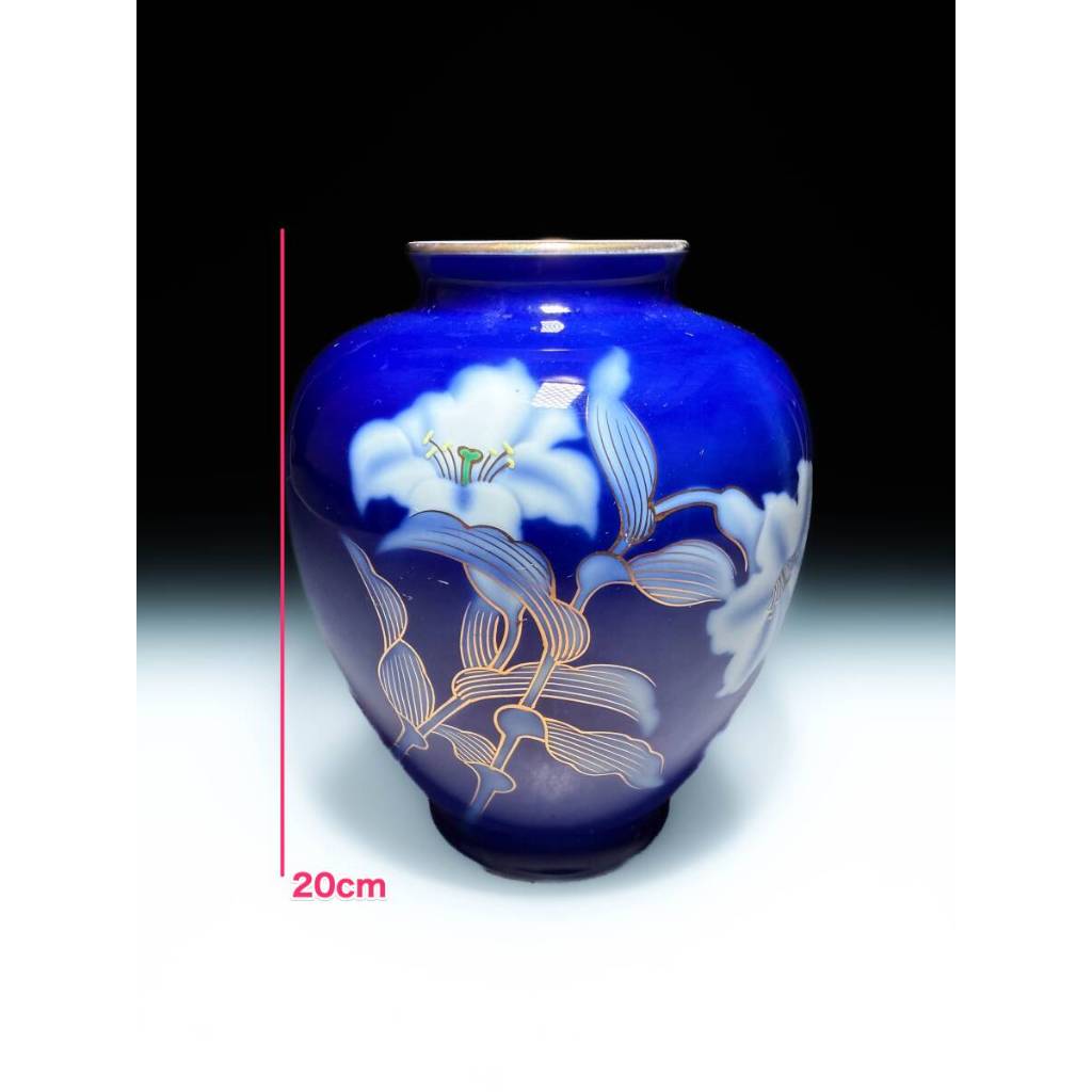 แจกันลายคราม Fukagawa โบราณ ป้าย Fuji Ryusui (Fuji Mountain Water Series) สไตล์ Arita Ware/Imari War