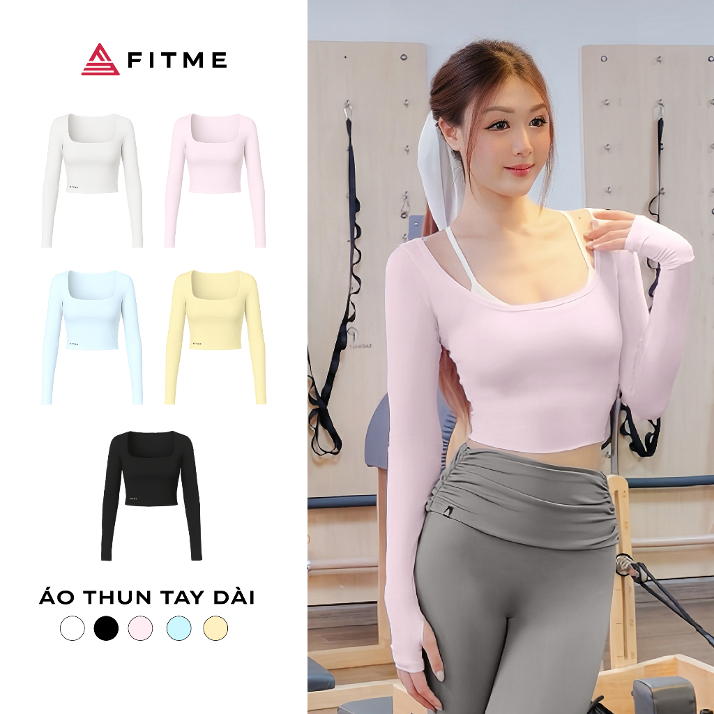 Fitme Bloom เสื้อยืดยิมแขนยาว โยคะ พิลาทิส ผลิตจากผ้าระบายอากาศคุณภาพสูง ATBL01