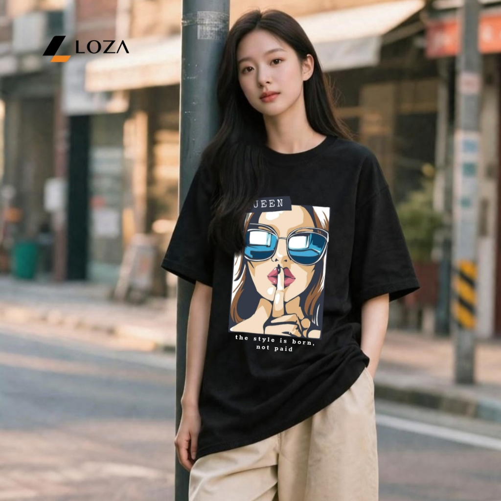 เสื้อยืด unisex สําหรับผู้ชายและผู้หญิงพิมพ์ลายเด็กผู้หญิง ผ้าคอตตอน 100% LOZA Unisex Local Brand UX