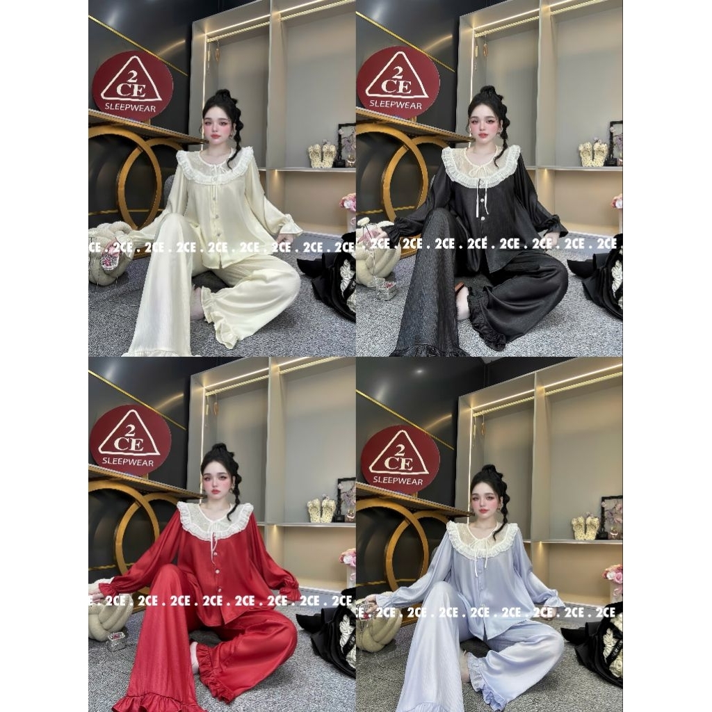 [MAC 2CE]ROND NECK WOOD GRAIN SILK SET