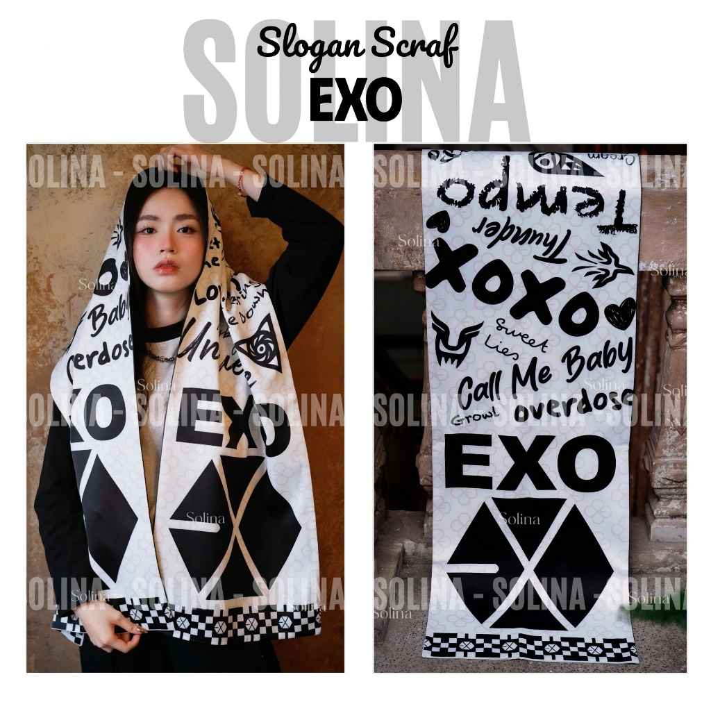 SLOGAN EXO, SOLOGAN EXO SCARF, EXO BANDANA SCARF, EXO SCARF