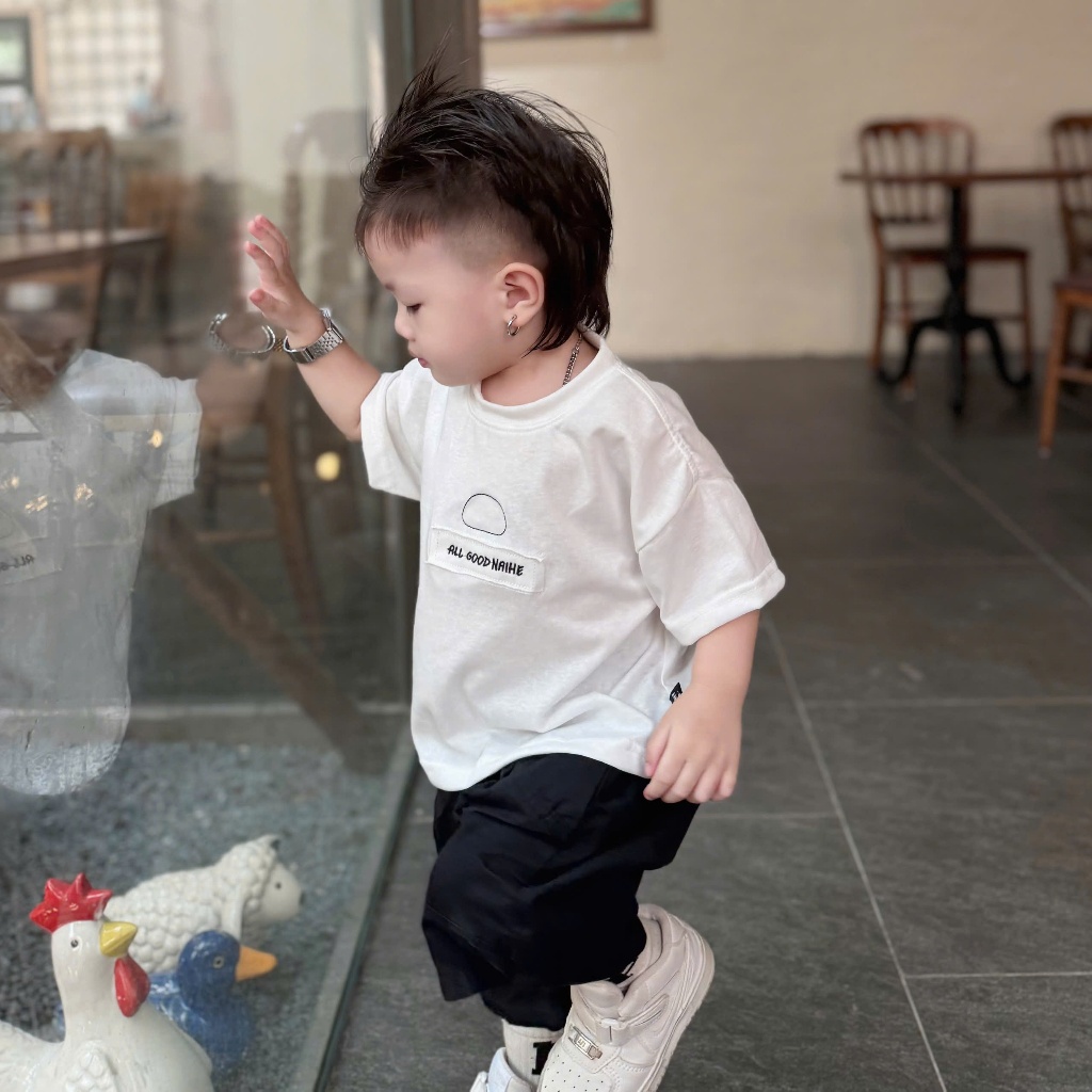 BOBONTKIDS กระดาษผ้าฝ้ายสําหรับเด็กที่มี EMBROIDERED LETTERS, พร้อมสีเกาหลี B0092 ขนาดเล็กขนาด 9-26K