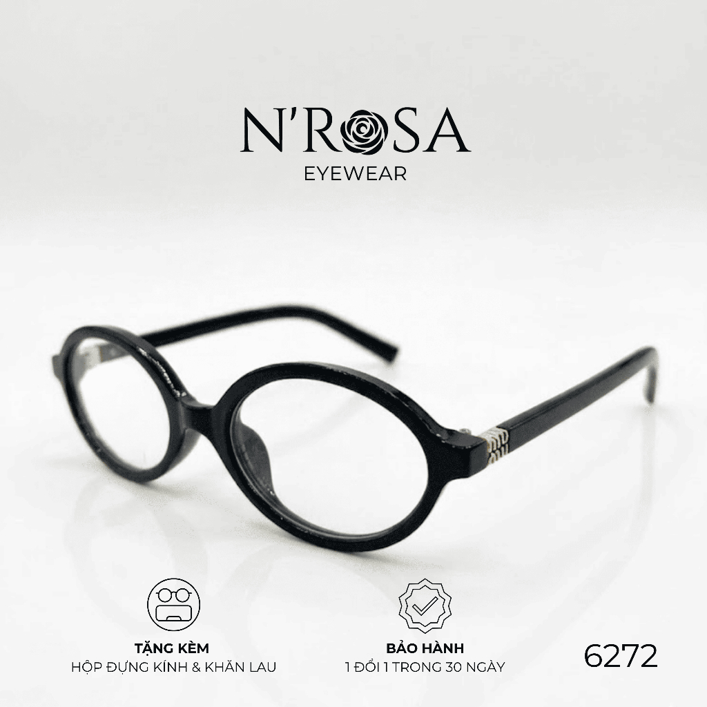 Nโรซา 6272 กรอบแว่นตา – ทรงวงรีอินเทรนด์ พลาสติกคุณภาพสูงพร้อมรายละเอียดโลหะสีทอง