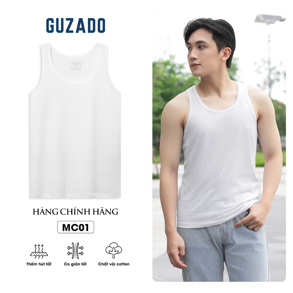 [GIFT] เสื้อกล้ามผู้ชาย GUZADO มีซับใน ผ้าคอตตอนเนื้อนุ่ม ระบายอากาศได้ดี GTT08-GAAL25S001