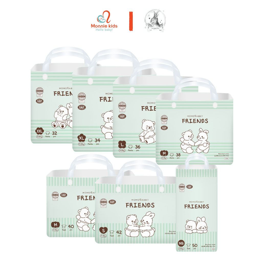 ผ้าอ้อมและกางเกง Momo Rabbit Friends สําหรับทารกแรกเกิด - Monnnie Kids