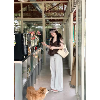 MAYA TOP เสื้อเบบี้ดอลล์แบบสั้น 2 สาย ระบายหวายและโบว์ ท็อป 2 สายผู้หญิง