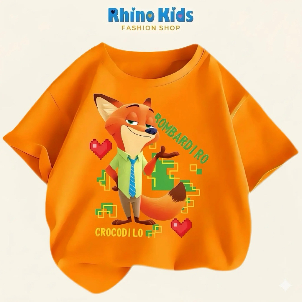 AZ104 - RHINO KIDS เสื้อยืดสําหรับเด็กหญิงและเด็กชาย HOT TREND zootopia ผ้าฝ้ายหนาเท่