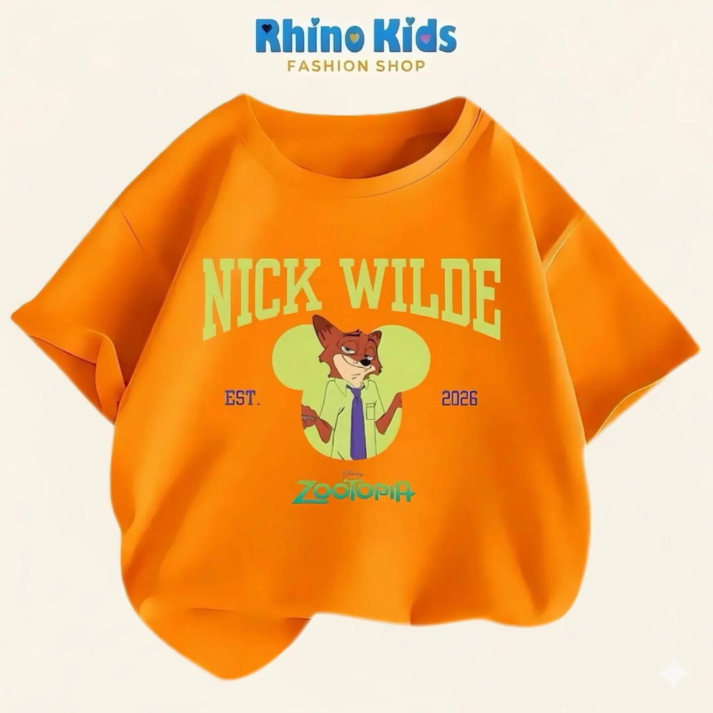 AZ105 - เสื้อยืด RHINO KDS สําหรับเด็กชายและเด็กหญิง ผ้าคอตตอนเนื้อนุ่ม พิมพ์ลาย HOT TREND zootopia 