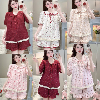 [MẪU HÈ] Bộ Đồ Ngủ Nữ JUSOKA Pijama Cổ Sen Vạt Ren Trắng Chất Đũi Hàn Siêu Xinh DU01 Nhiều Họa Tiết Dễ Thương
