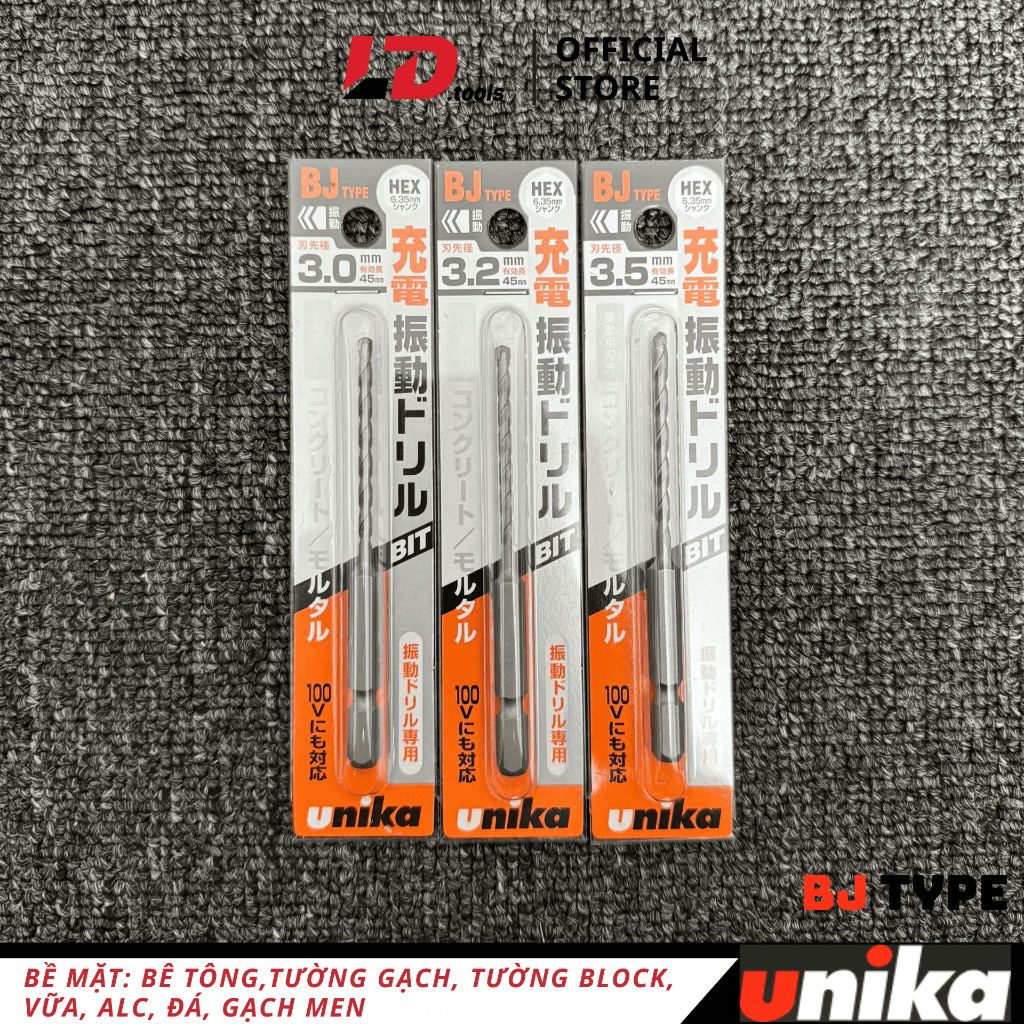 ดอกสว่านคอนกรีต Unika BJ Type 3.0 ~ 3.5 มม