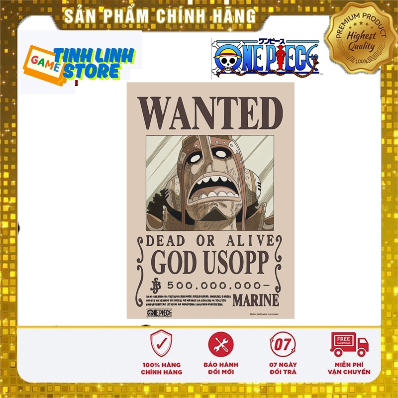 โปสเตอร์ Wanted God Usopp A3 - เครื่องเล่นแก๊งหมวกฟาง Wanted 500M Belly