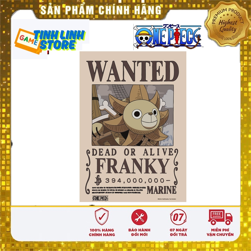 โปสเตอร์ Wanted Franky A3 - โจรสลัดหมวกฟาง 394M Belly Wanted