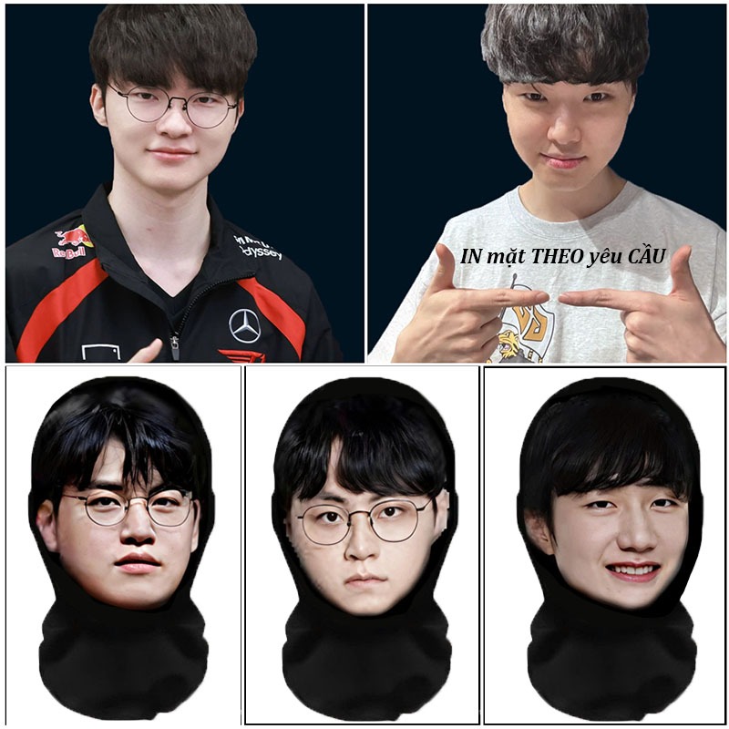 (HN - FIRE) LOL ฮู้ดผู้เล่นปลอม หน้ากากปลอม zues, gumayusi, keria, หน้ากาก chovy พิมพ์ลายตามความต้อง