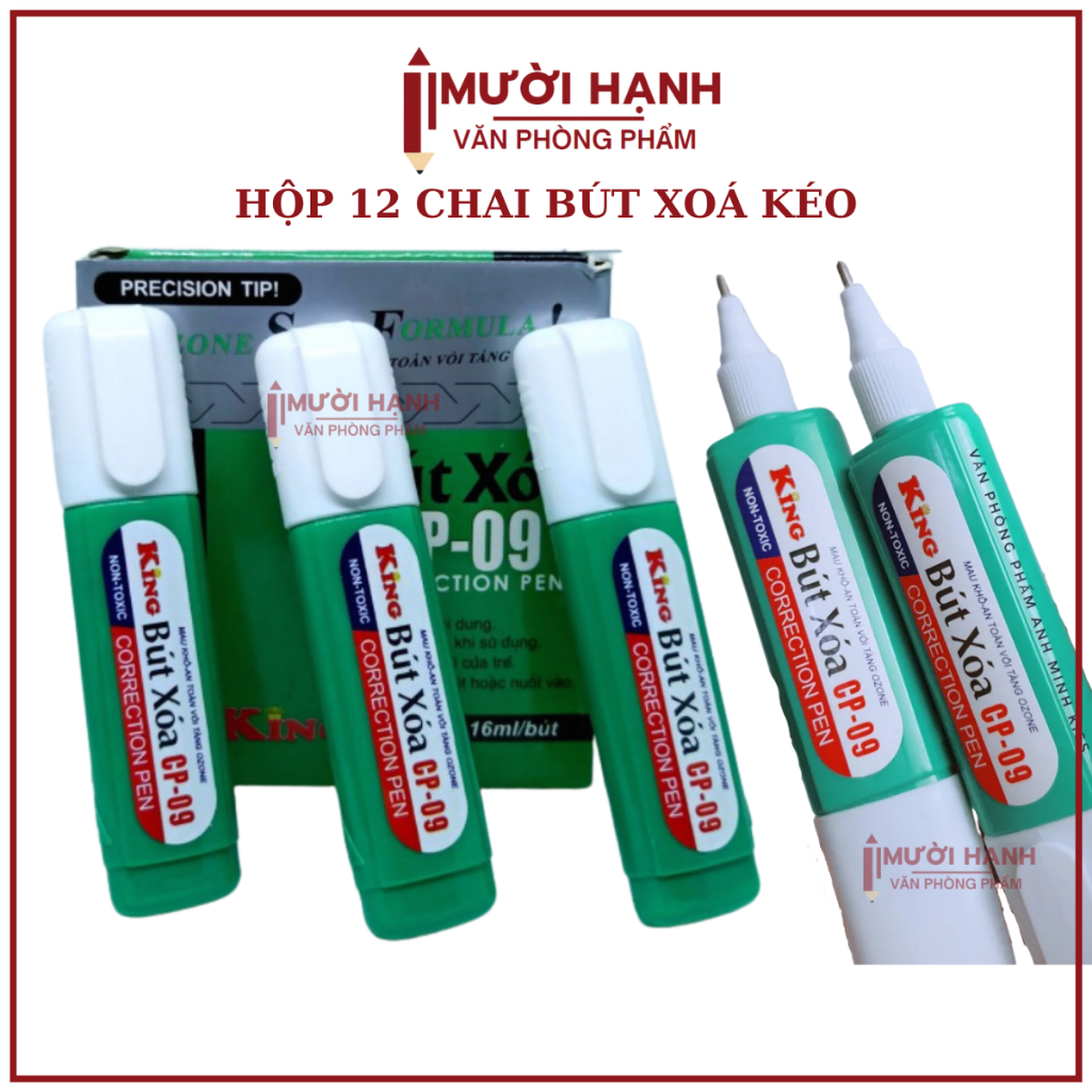 ขายส่ง _ [KING CP09] BOX OF 12 KING CP-09/ CP 09 ปากกาลบได้น้ํา ปริมาณ 16ml หมึกลบได้ แห้งเร็ว