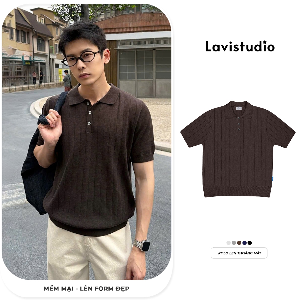 แบรนด์ท้องถิ่น Lavi Studio/ STRIPES เสื้อโปโลขนสัตว์กระต่าย Unisex ผู้ชายและผู้หญิง