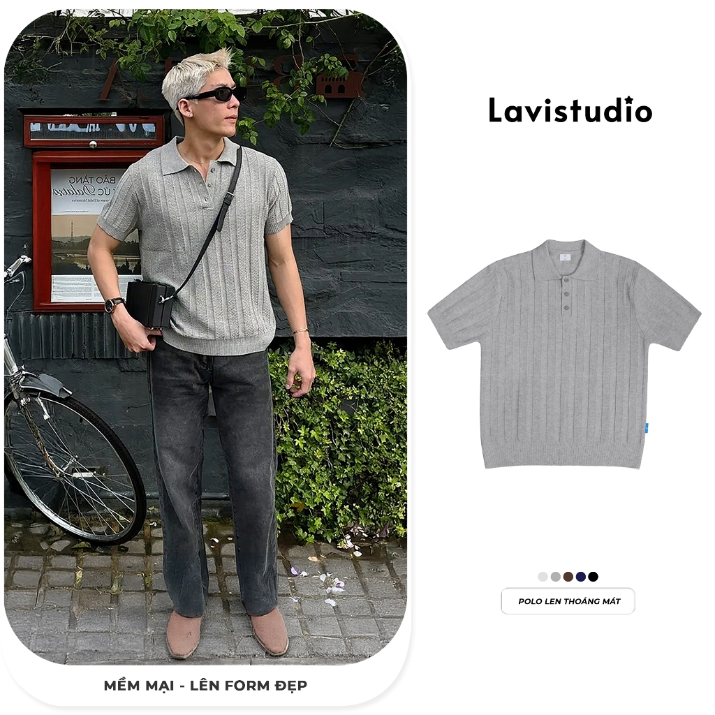 Lavi Studio/ PLAIN Rabbit Wool Polo Shirt Unisex ผู้ชายและผู้หญิง