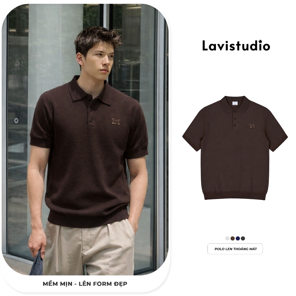 Lavi Studio/ DIAR Rabbit Wool เสื้อโปโลปักโลโก้สไตล์อ่อนเยาว์