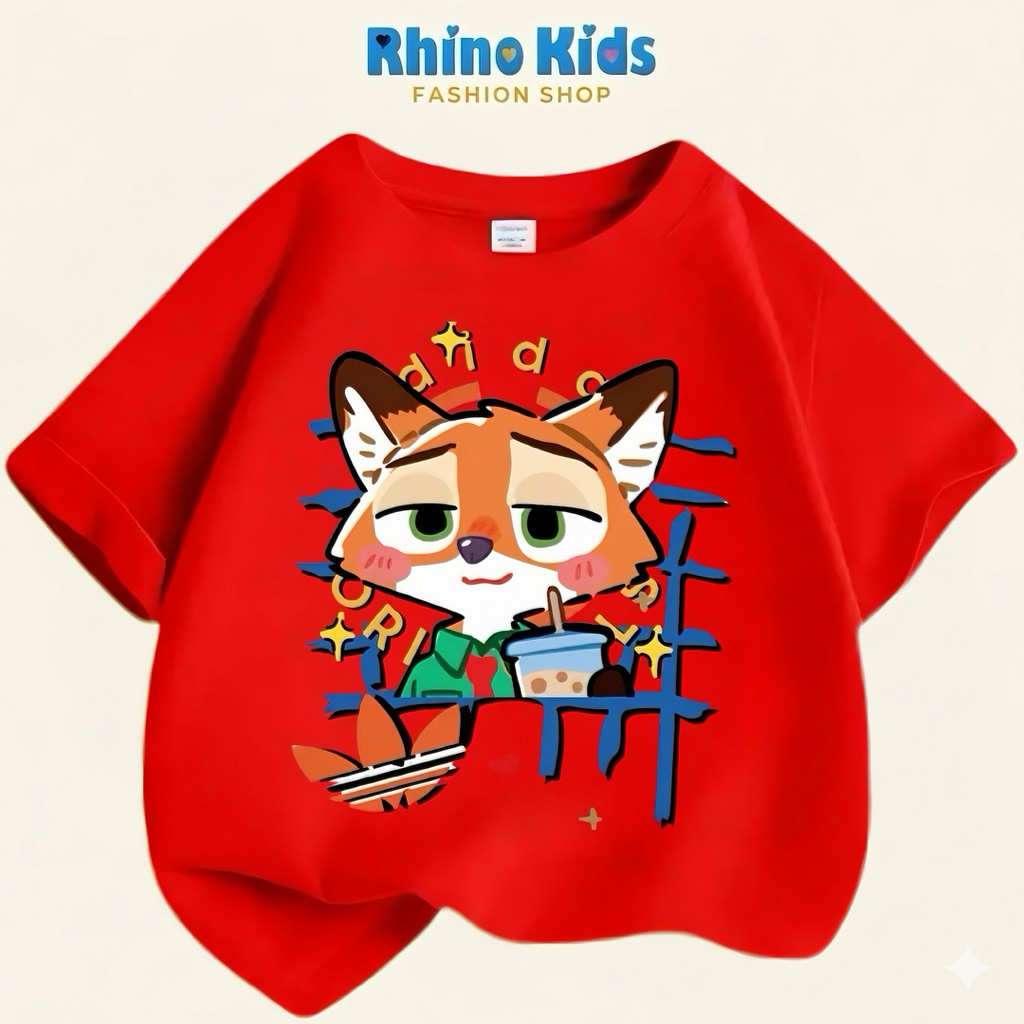 AZ124 - เสื้อยืด RHINO KDS สําหรับเด็กชายและเด็กหญิง ผ้าคอตตอนเนื้อนุ่ม พิมพ์ลาย HOT TREND zootopia 