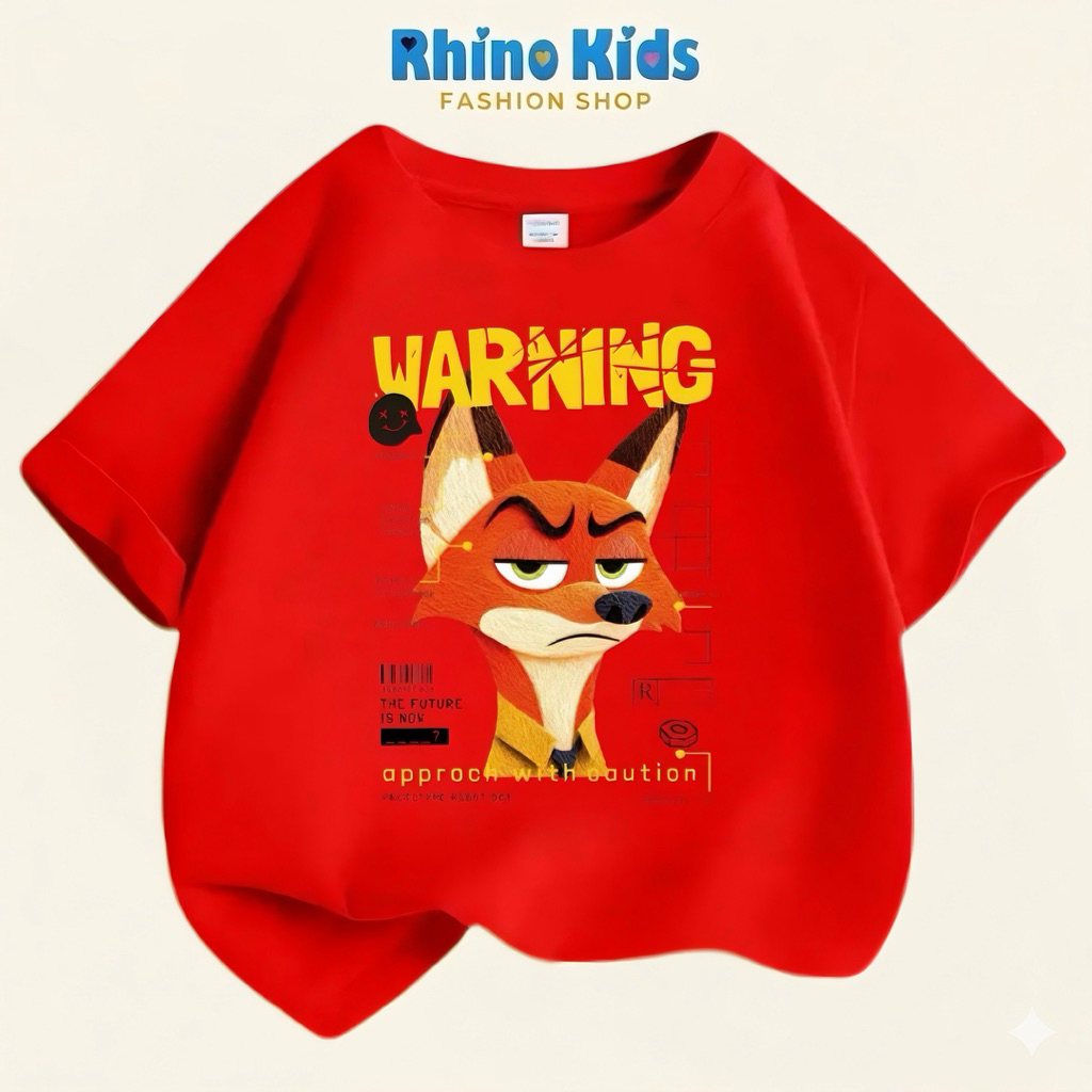 AZ128 - เสื้อยืด RHINO KDS สําหรับเด็กชายและเด็กหญิง ผ้าคอตตอนเนื้อนุ่ม HOT TREND ลายสวนสัตว์