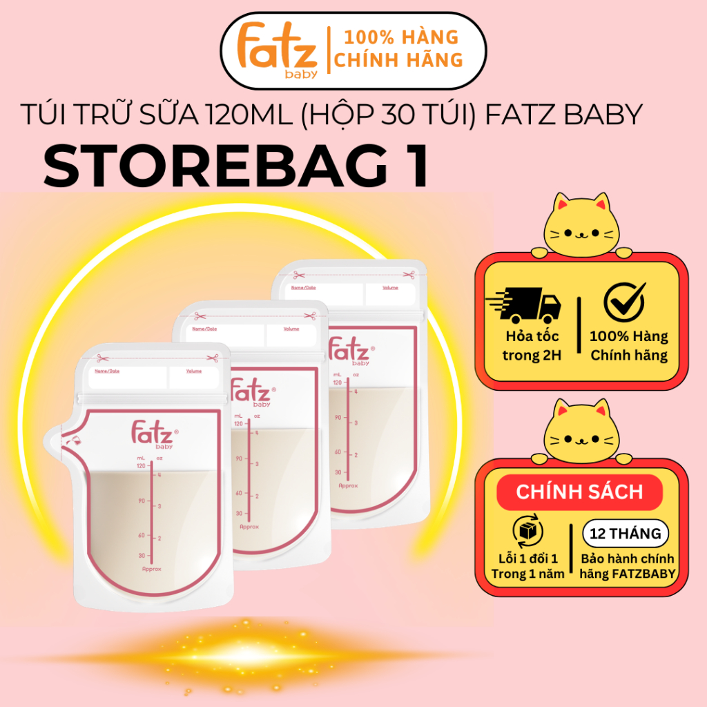 FATZ BABY StoreBag 2 FB0123MC 250mL, StoreBag 1 FB0122MC 120mL (กล่อง 30 ถุง)