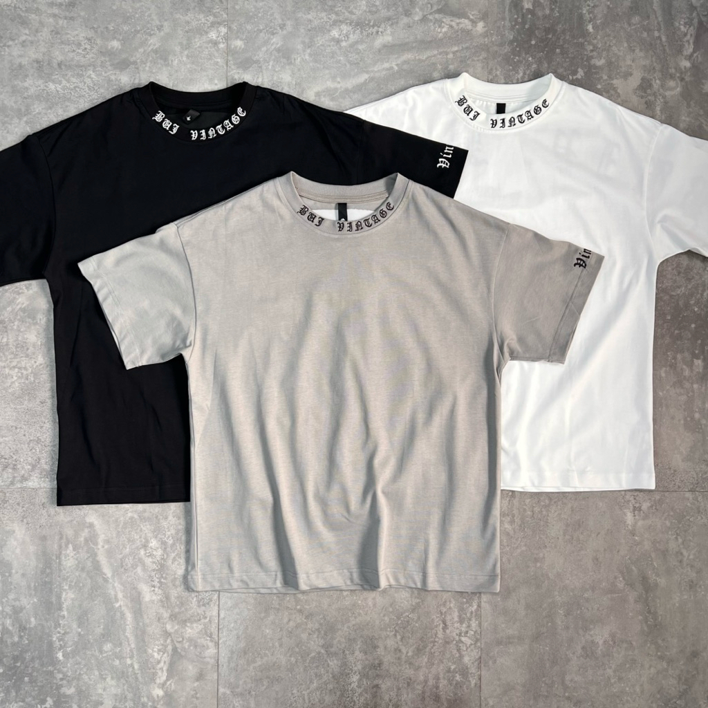 [BUIVINTAGE] Supper เสื้อยืดแขนสั้นปักลาย B1612 Buivintage ผ้าคอตตอนเนื้อหนาปักตัวอักษรคม