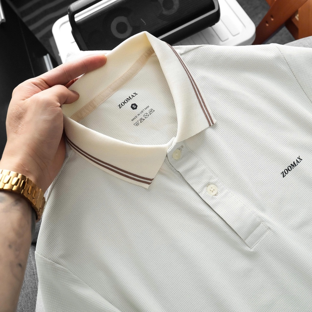 Vietnam Shop เสื้อยืดกีฬาผู้ชาย สไตล์ Polo ทําจากยางยืด surplus รูปทรงเท่และยางยืดเล็กน้อย