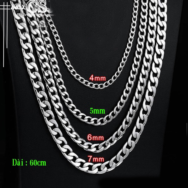 DN002 สร้อยคอพลิกสแตนเลสผู้ชาย 4mm-7mm